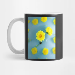 LOVELY YELLOW FLOWERS BLUE BACKGROUND Mug